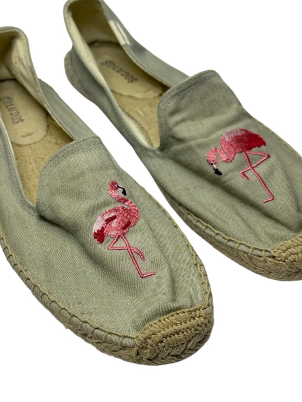 Soludos Canvas Espadrilles with Pink Flamingo Embroidery size 9